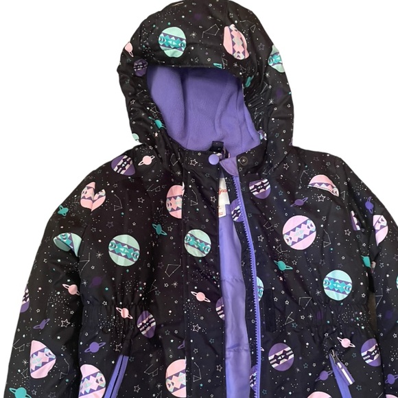 EUC Outer Space Hooded Fleece Lined Water Proof Puffer Snow Jacket Girl’s 4T - Picture 15 of 15